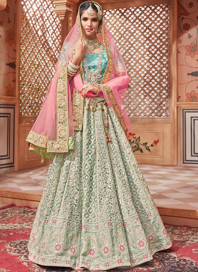 Sea green bridal store lehenga