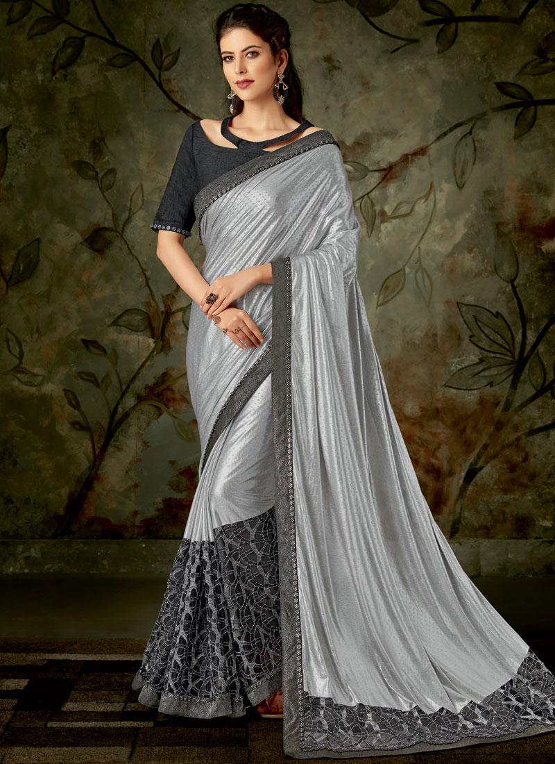 silver saree bride