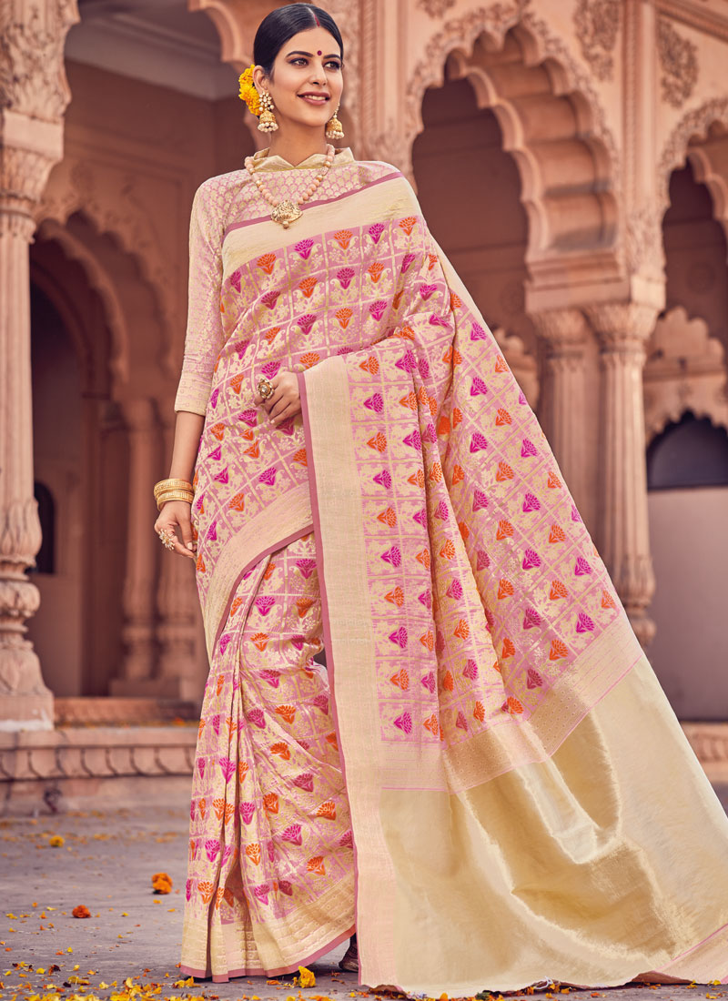 Buy Weaving Work Pink Art Silk Traditional Designer Saree 78681