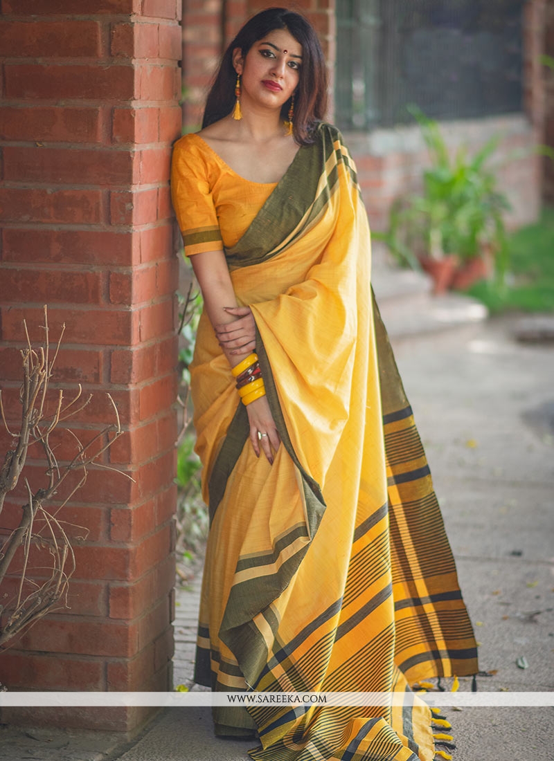 yellow saree styling