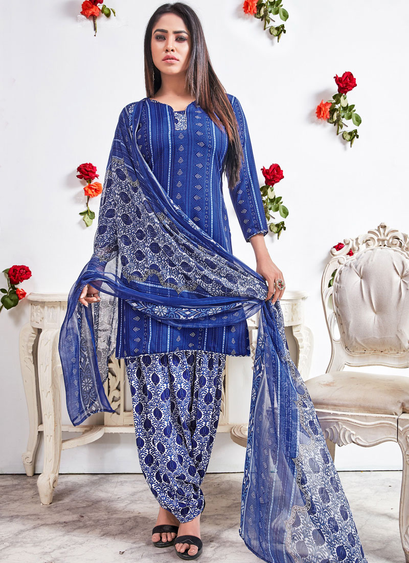 Blue colour punjabi top dress