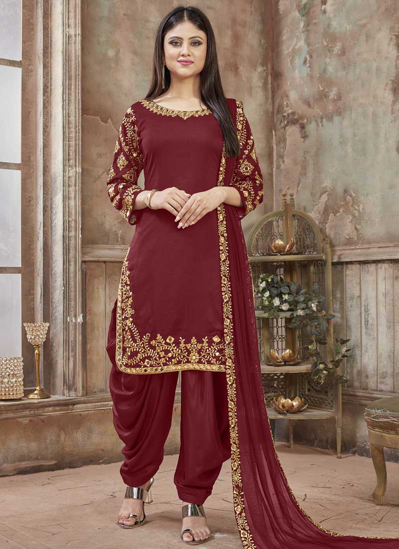 Buy Art Silk Designer Patiala Salwar Kameez Online Party Wear Salwar Suits