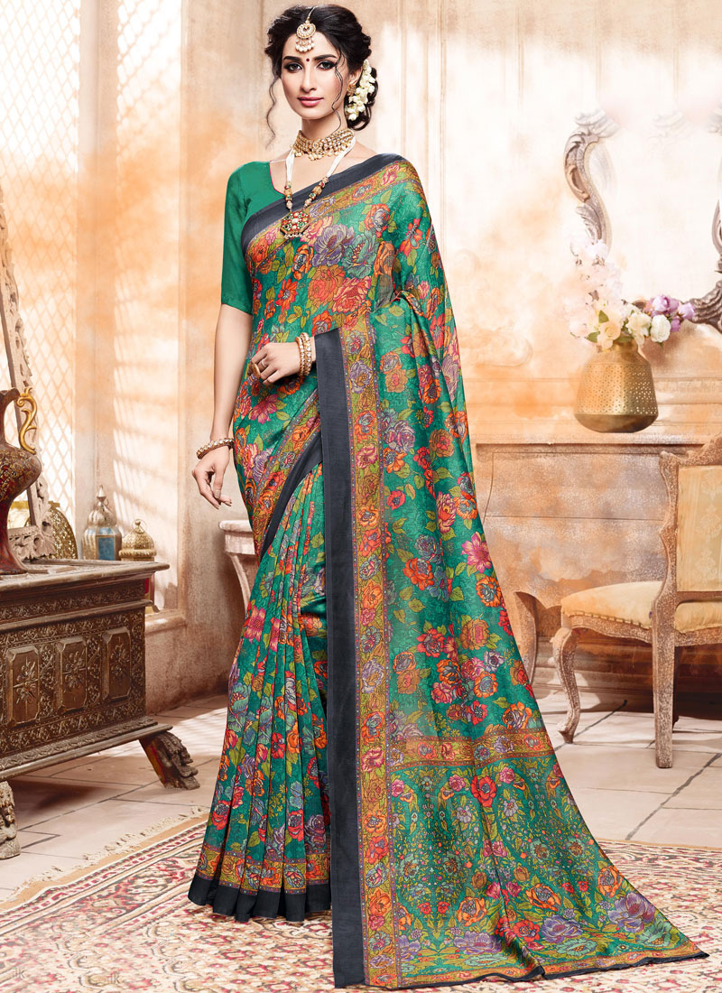 Buy Art Silk Multi Colour Abstract Print Printed Saree Online