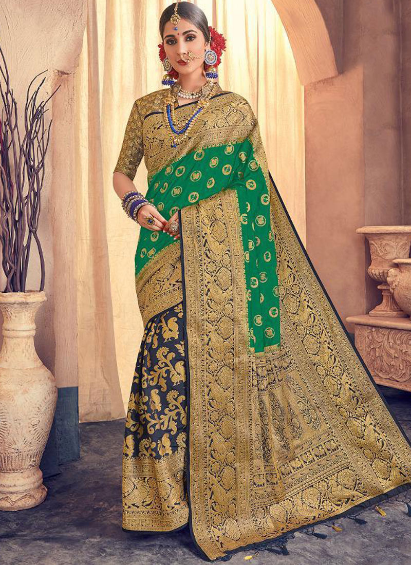 Indian Trendy Women's Banarasi Saree New Wedding Party Wear Jacquard Woven  Saree | eBay