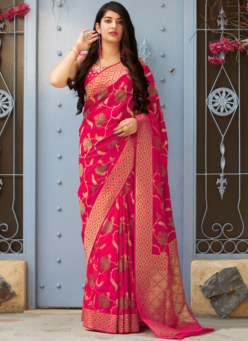 Digital Print Banarasi Silk Indian Saree Designer Bridal Wedding Party Sari RJ14 