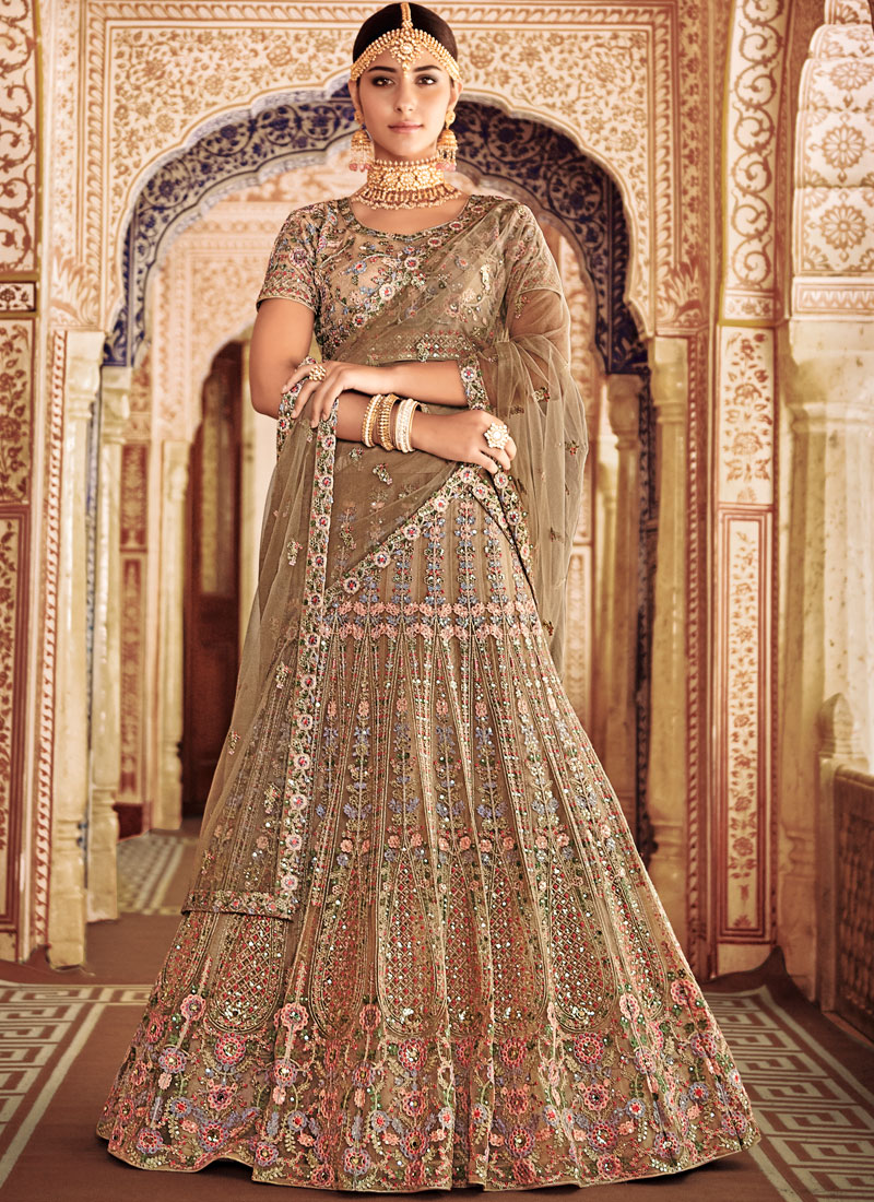 Beige bridal lehenga sale