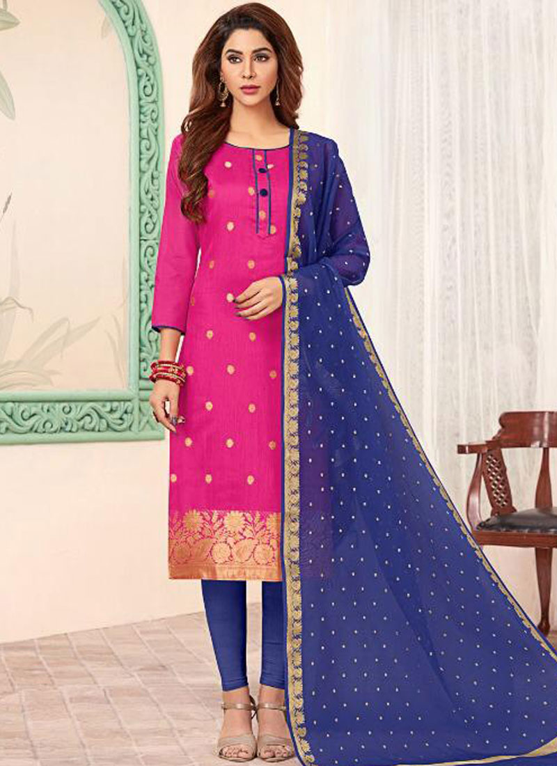 pink and blue salwar