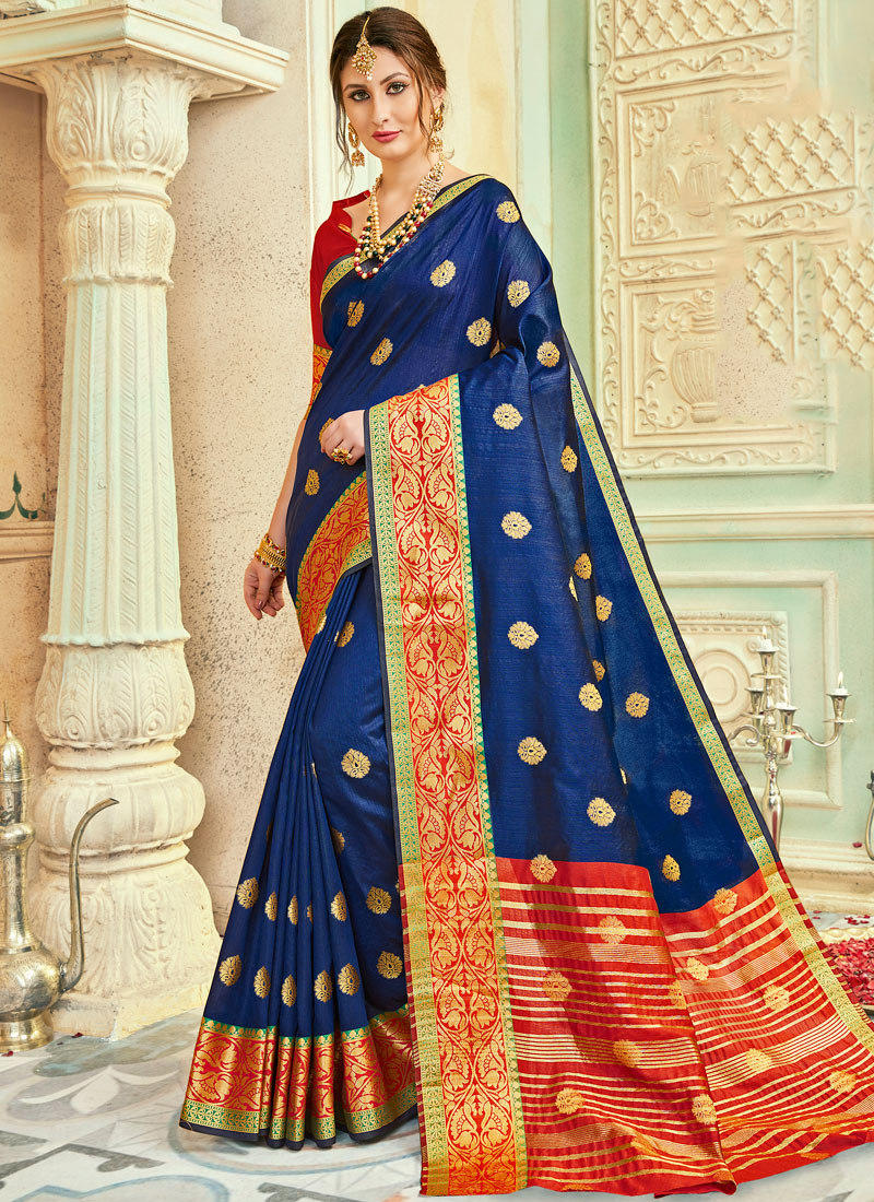 Buy Blue Art Silk Traditional Saree Online 118623