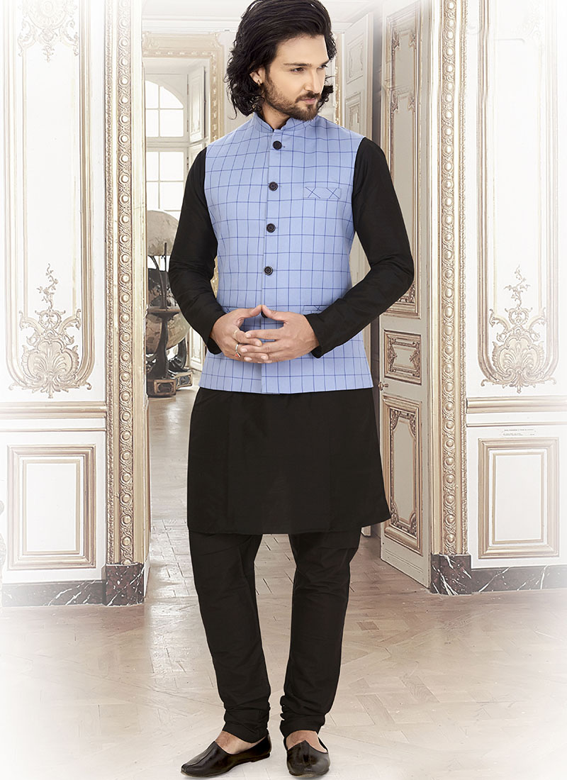 Buy Blue Reception Rayon Nehru Jackets Online 133830