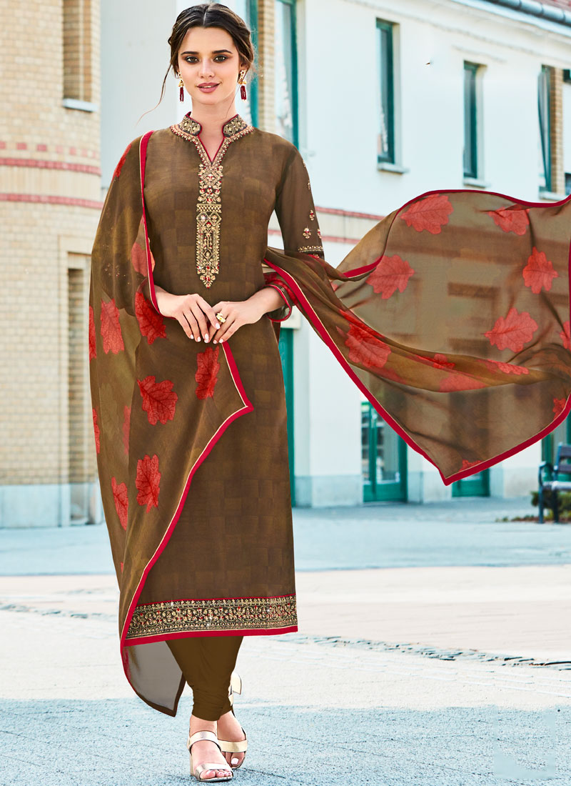 brown churidar designs