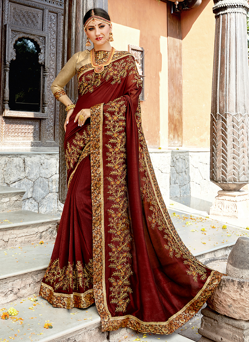 Brown Classic Designer Saree buy online