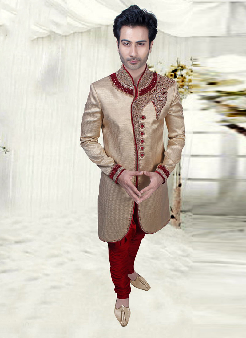 Buy Brown Embroidered Sherwani Online : 125265