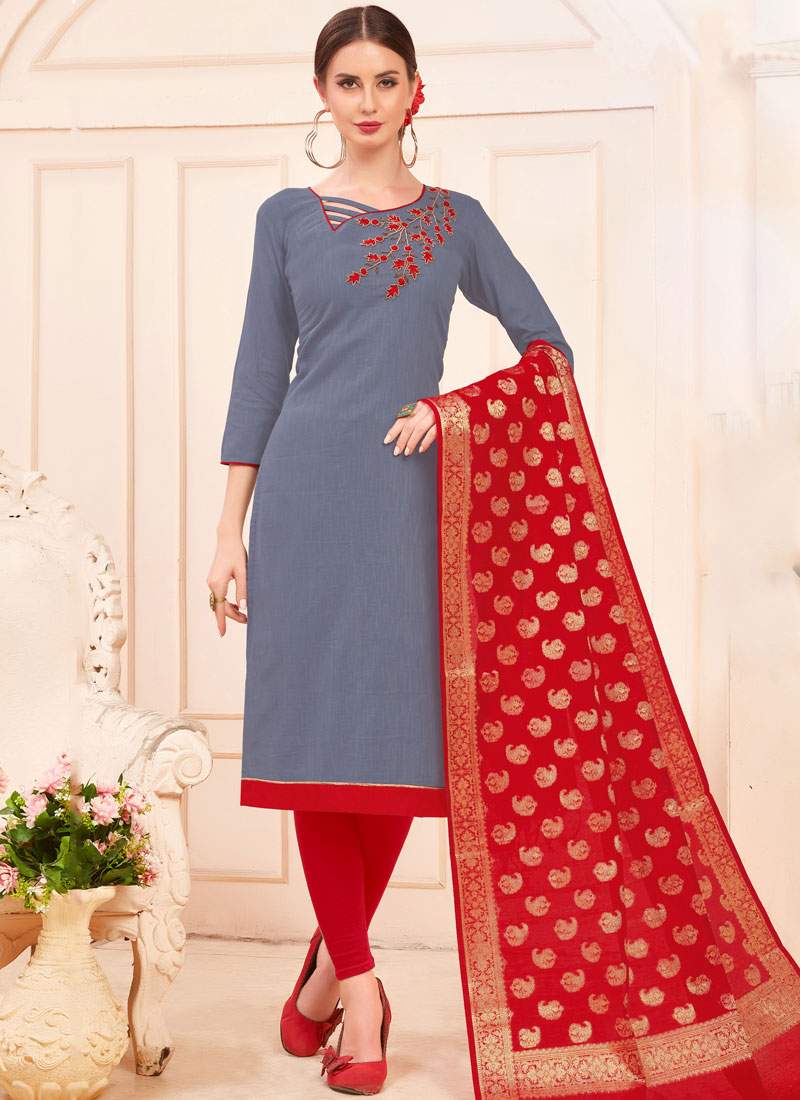 Buy Online Cotton Blue Salwar Suit 111555