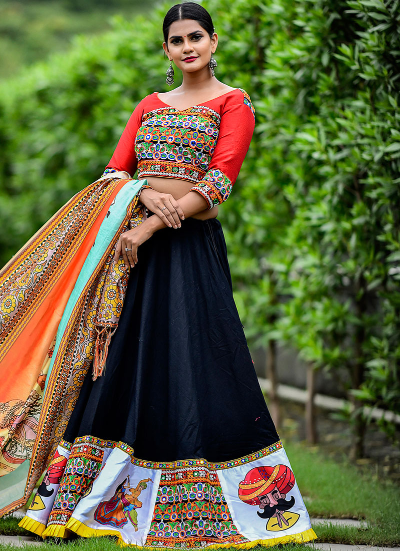 designer wear black lehenga choli along with moti work dupatta