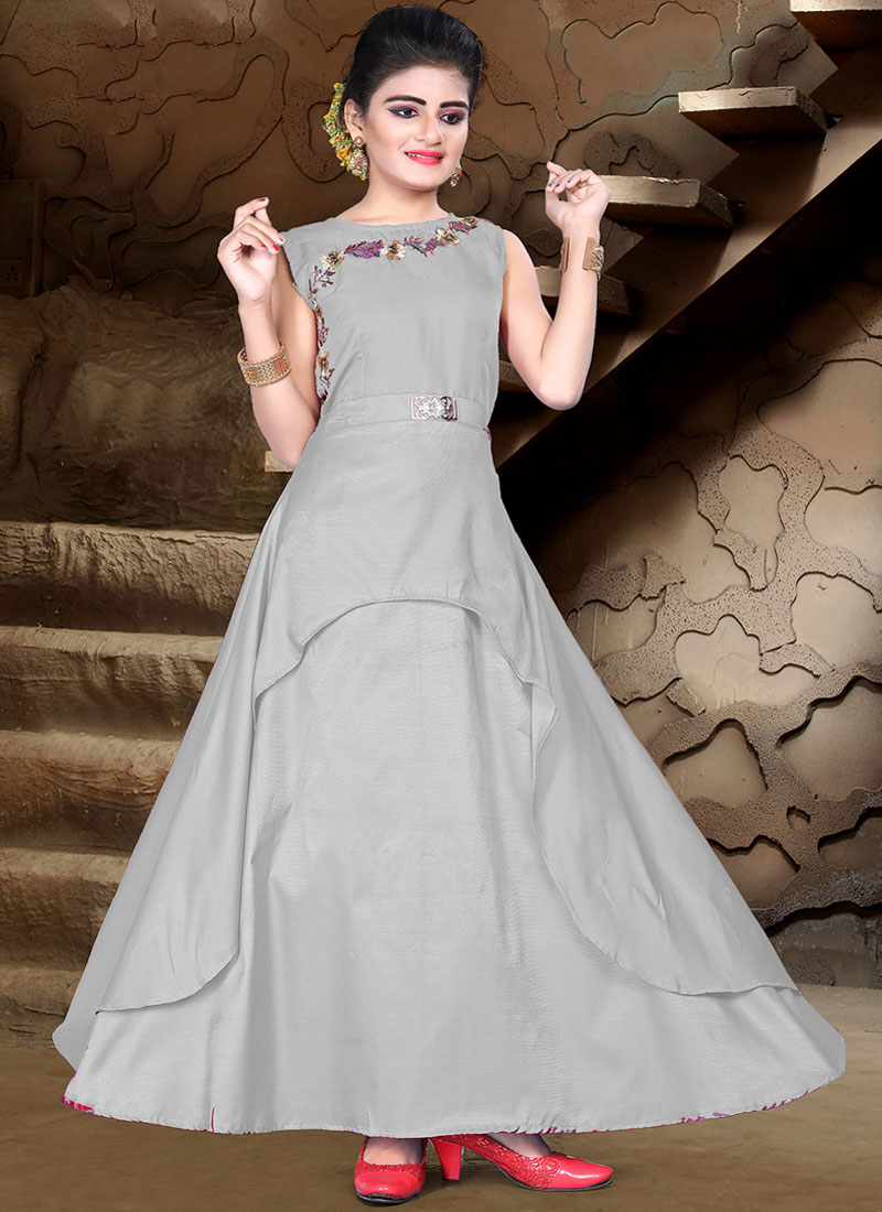 Gray color long outlet gown