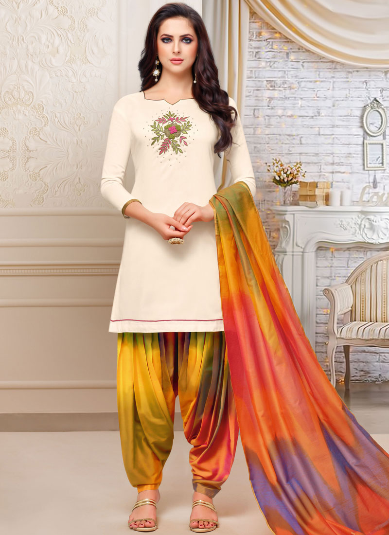 yellow and white patiala suit