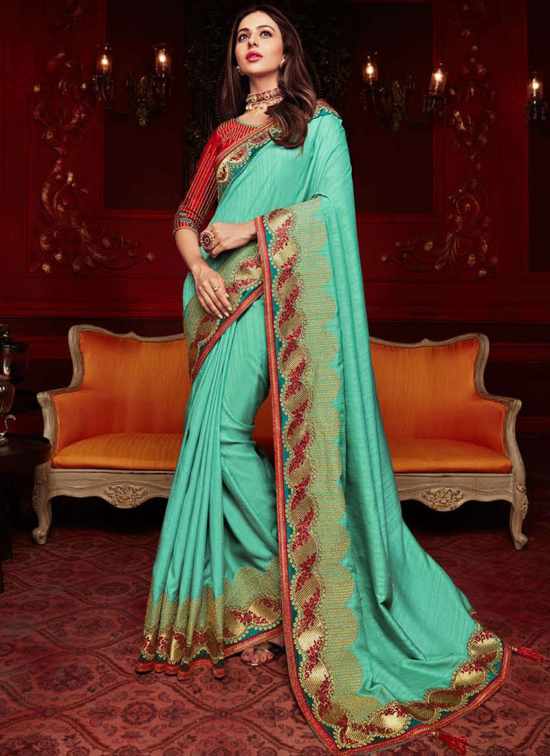 blue saree traditional look