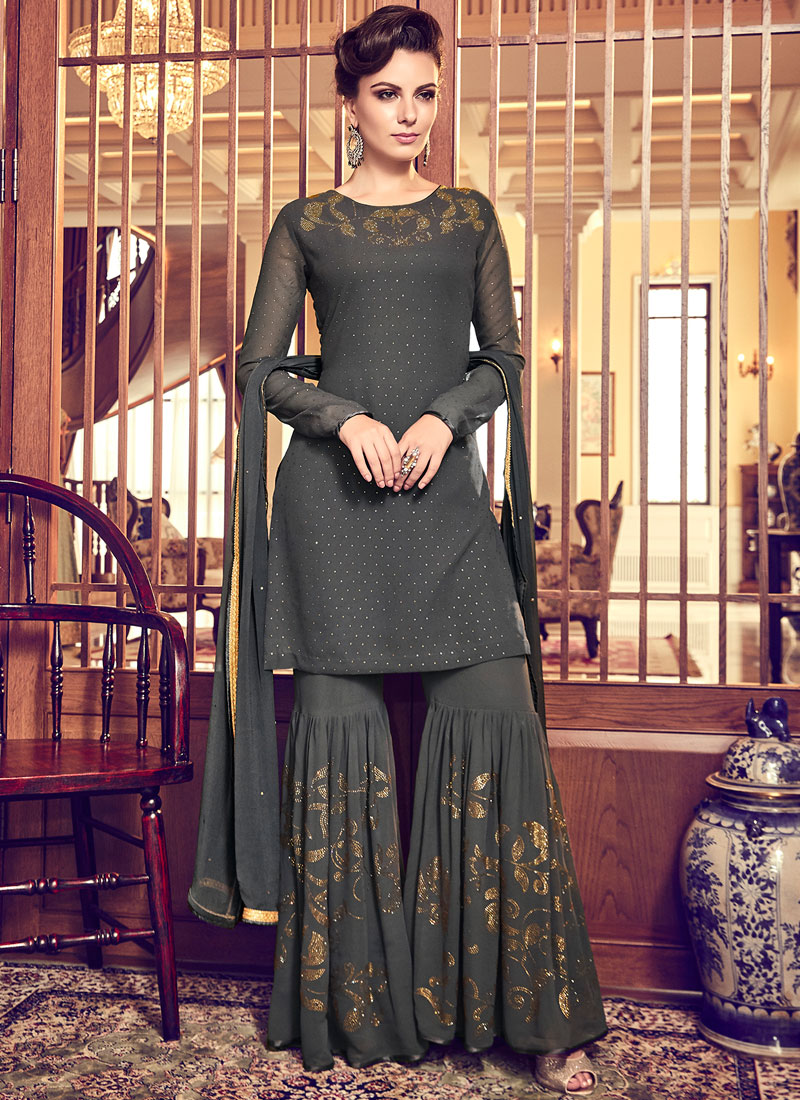 Buy Bollywood Sonakshi Sinha inspired black palazzo suit in UK, USA and  Canada