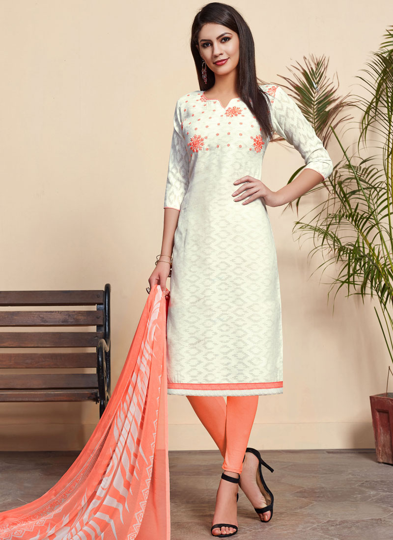 White shops cotton churidar designs