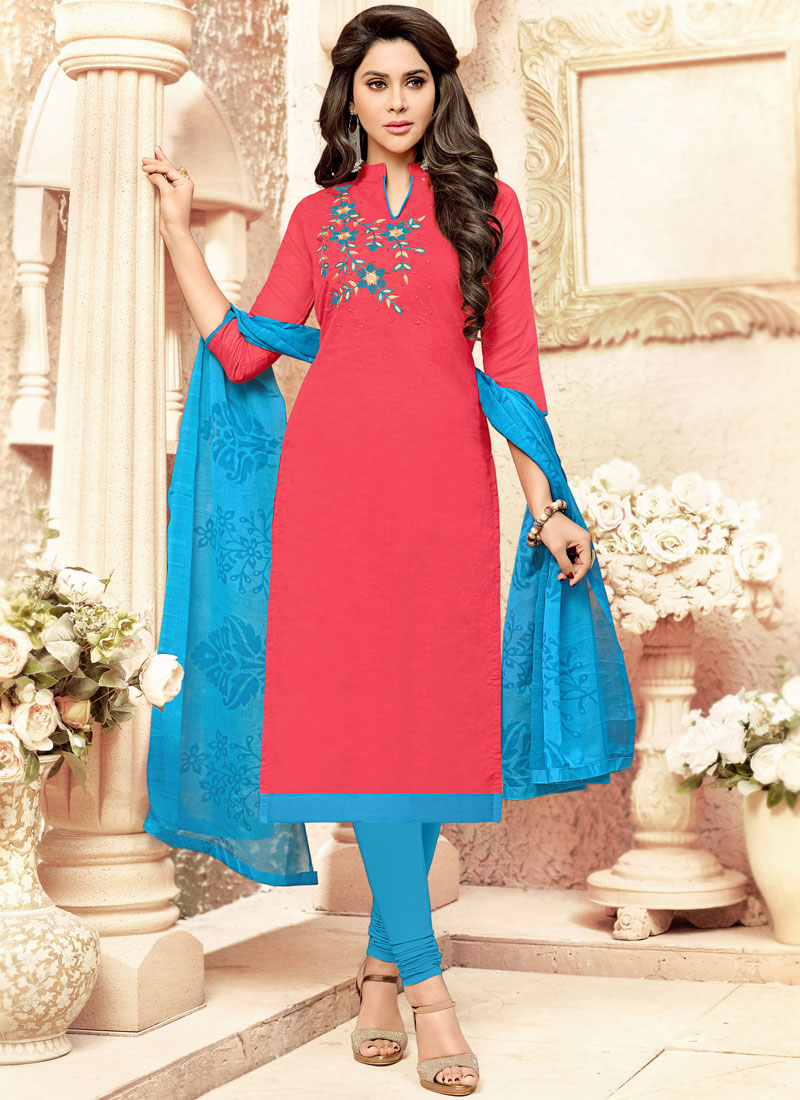 pink churidar suit