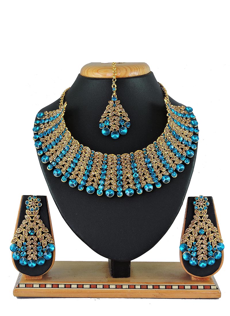 Buy Firozi Color Necklace Set Online : 124073