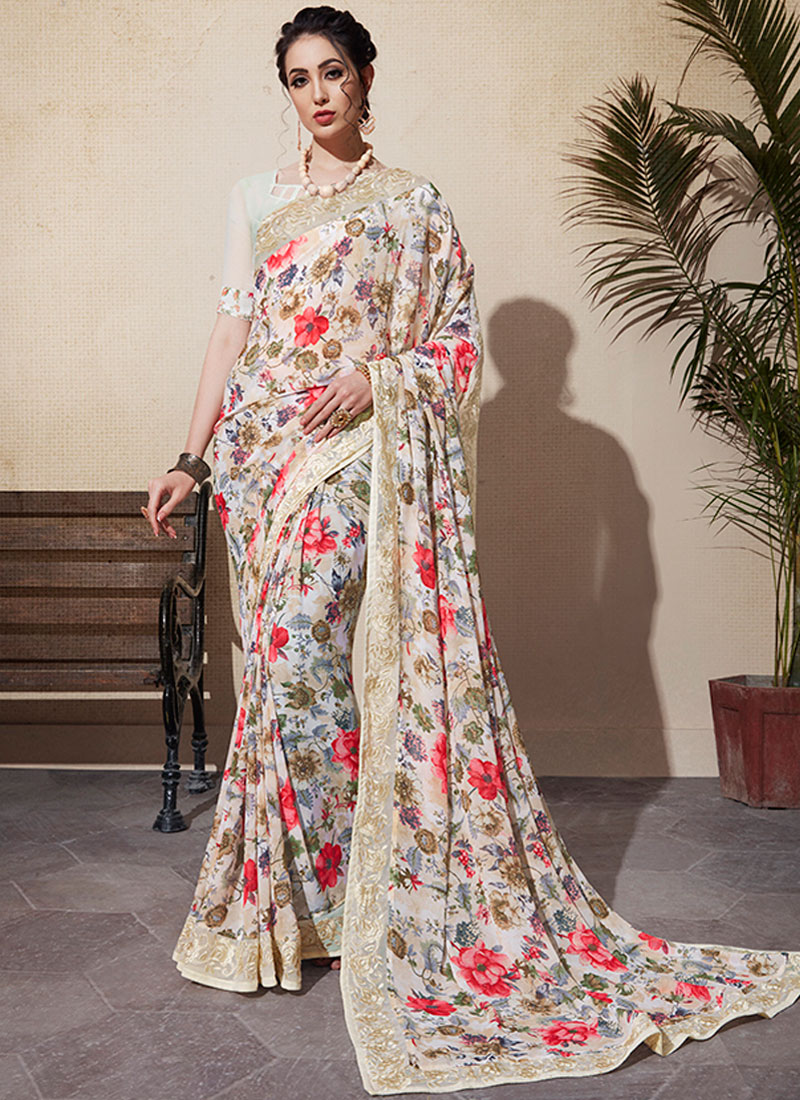 Buy Georgette Multi Colour Printed Trendy Saree Online 114738 Party Wear Sarees 