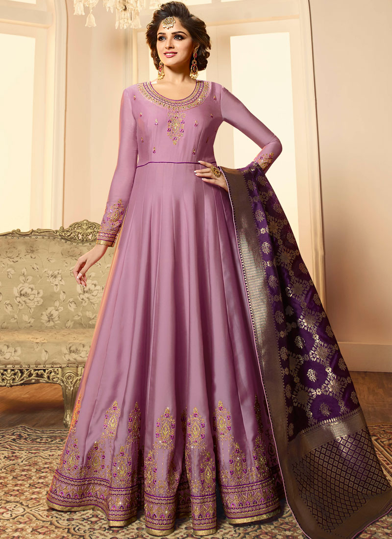 satin anarkali suits