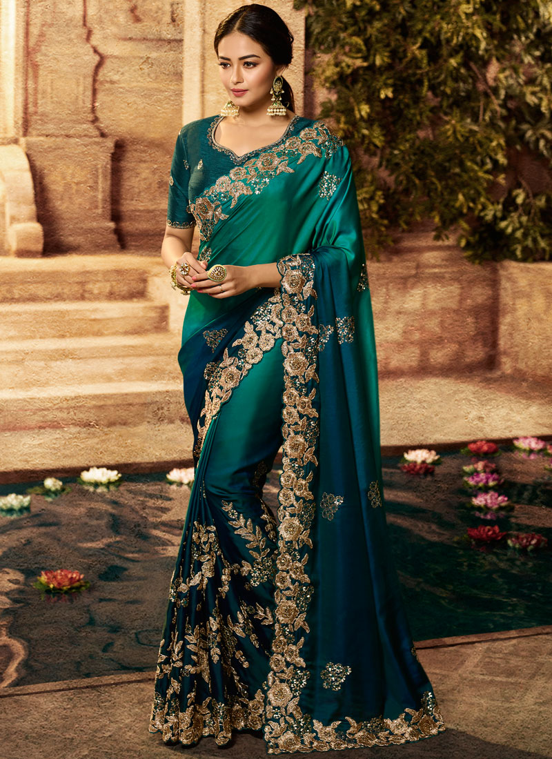 Buy Green Art Silk Shaded Saree Online : 124544