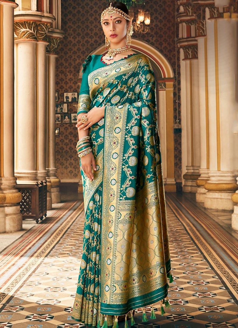 Buy Green Color Silk Banarasi Saree With Stitched Blouse Wedding Bridal  Saree Designer Saree Indian Traditional Saree Partywear Saree, RR-5005  Online in India - Etsy