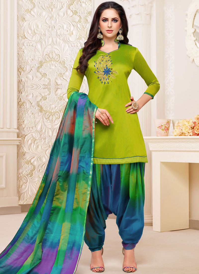 Shop Online Green Designer Patiala Suit 103731