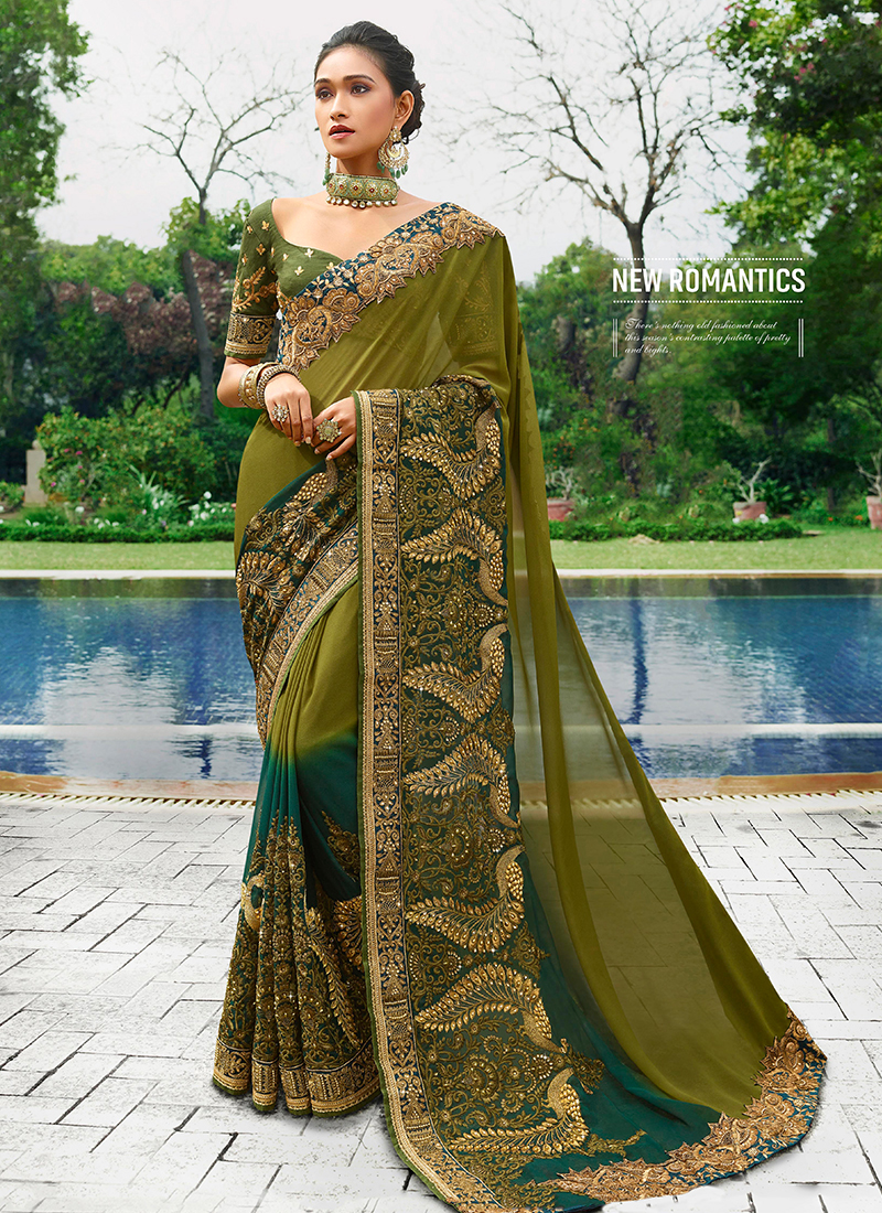 Buy Mehandi Green Sarees for Women by Mahamantra Fashion Online | Ajio.com