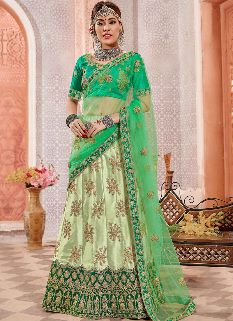 Shop Online Green Sangeet Lehenga Choli : 131577