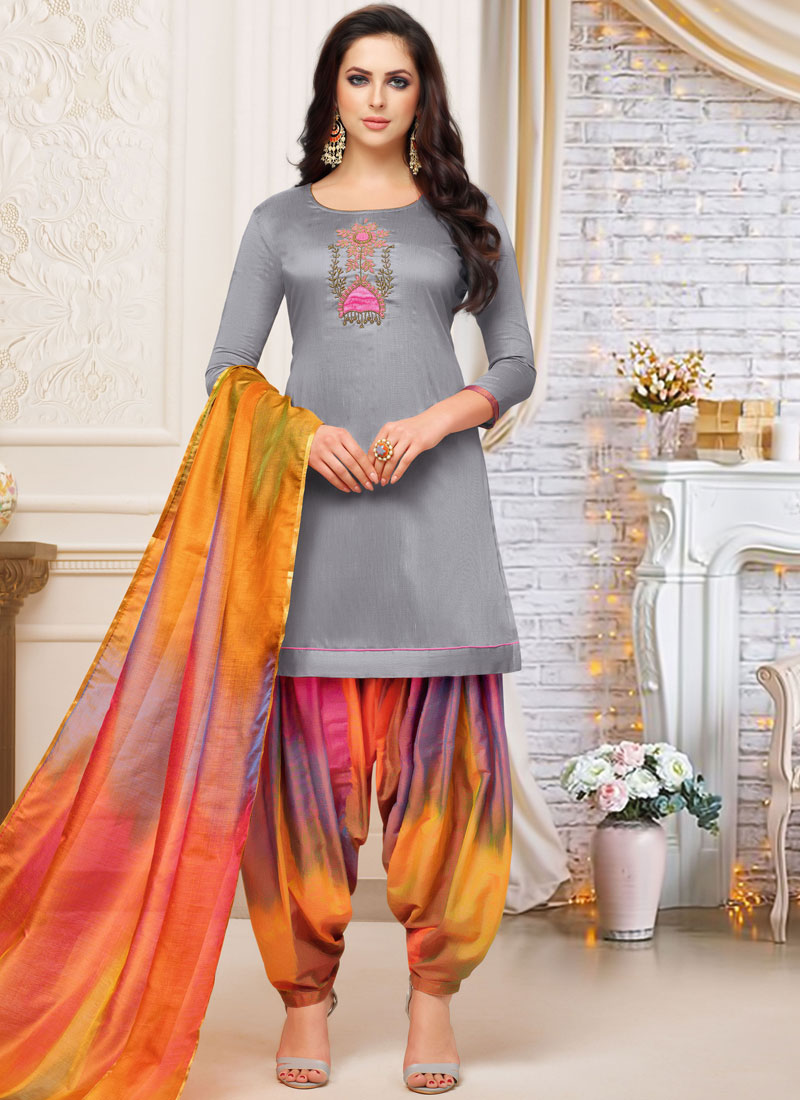 grey colour patiala suit design