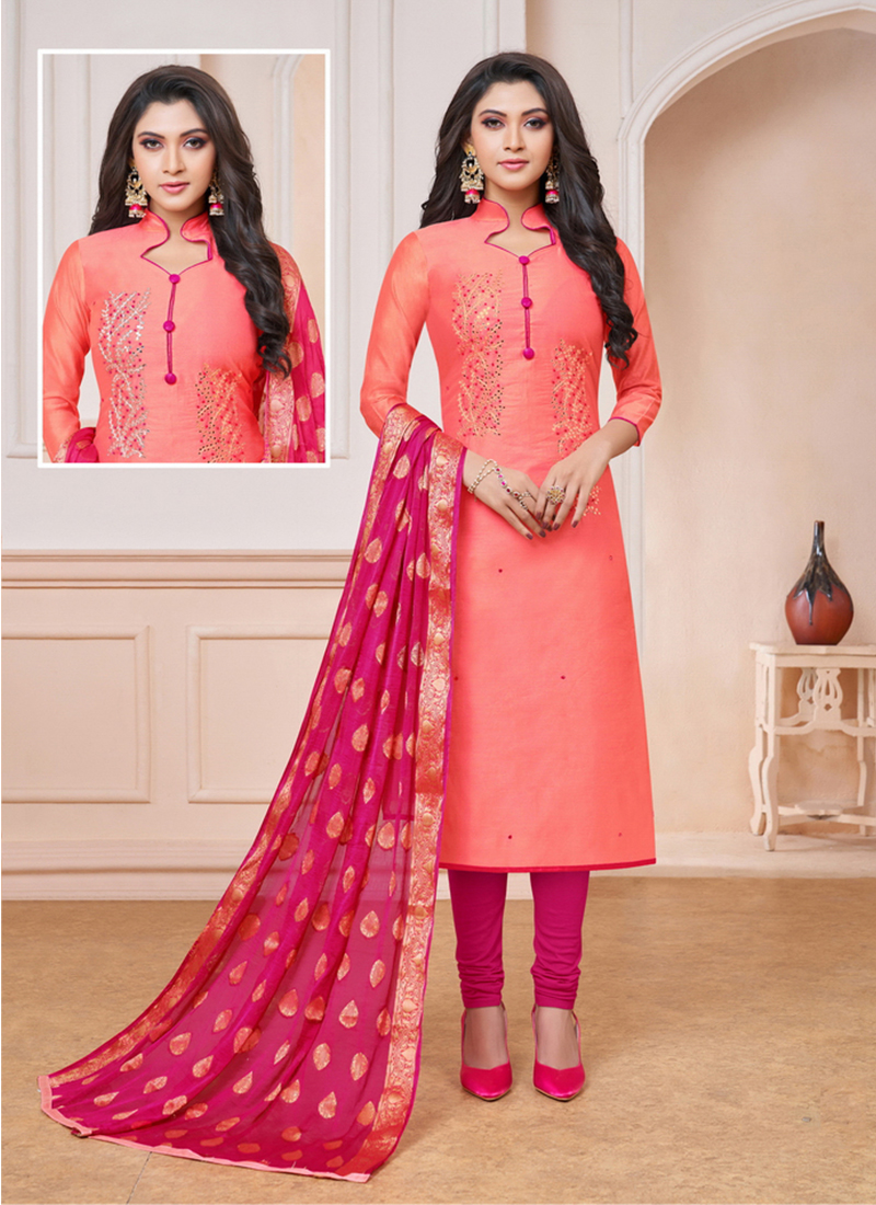 pink silk churidar