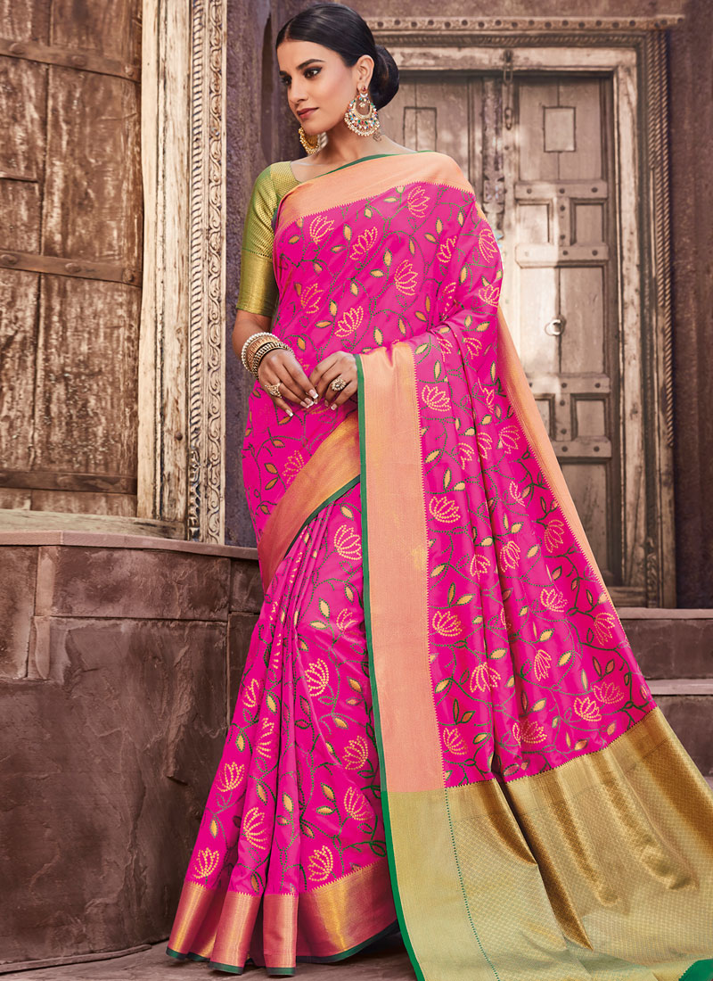 Buy Hot Pink Wedding Designer Traditional Saree 106126