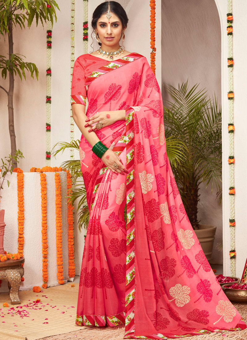 Lace Pink Trendy Saree buy online