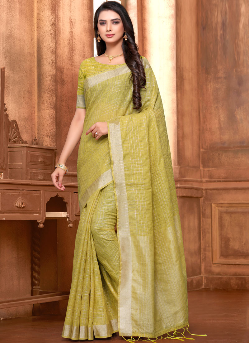 Linen Green Saree buy online