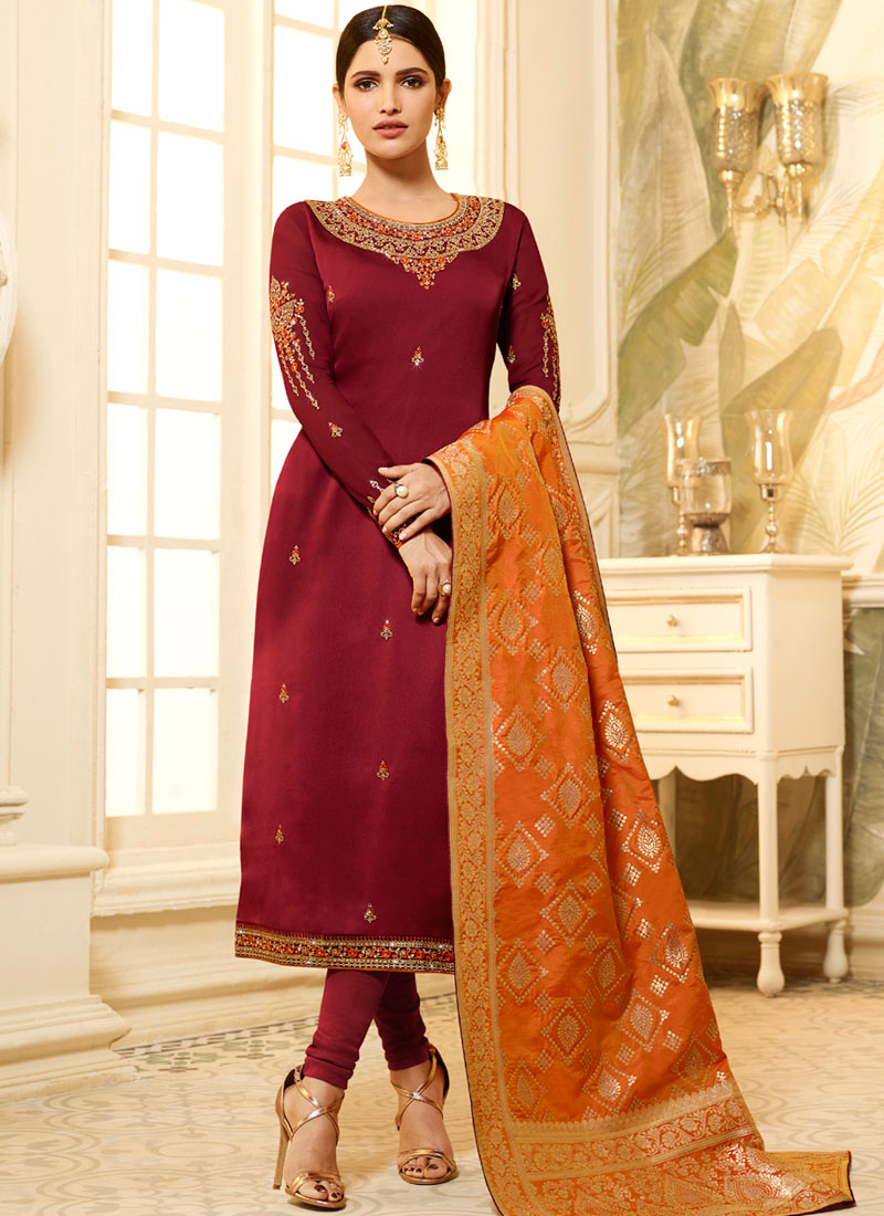 Embroidered Wedding Churidar Designer Suit