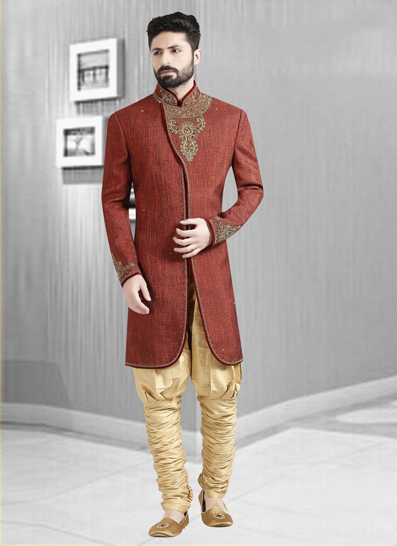 Buy Maroon Color Sherwani Online