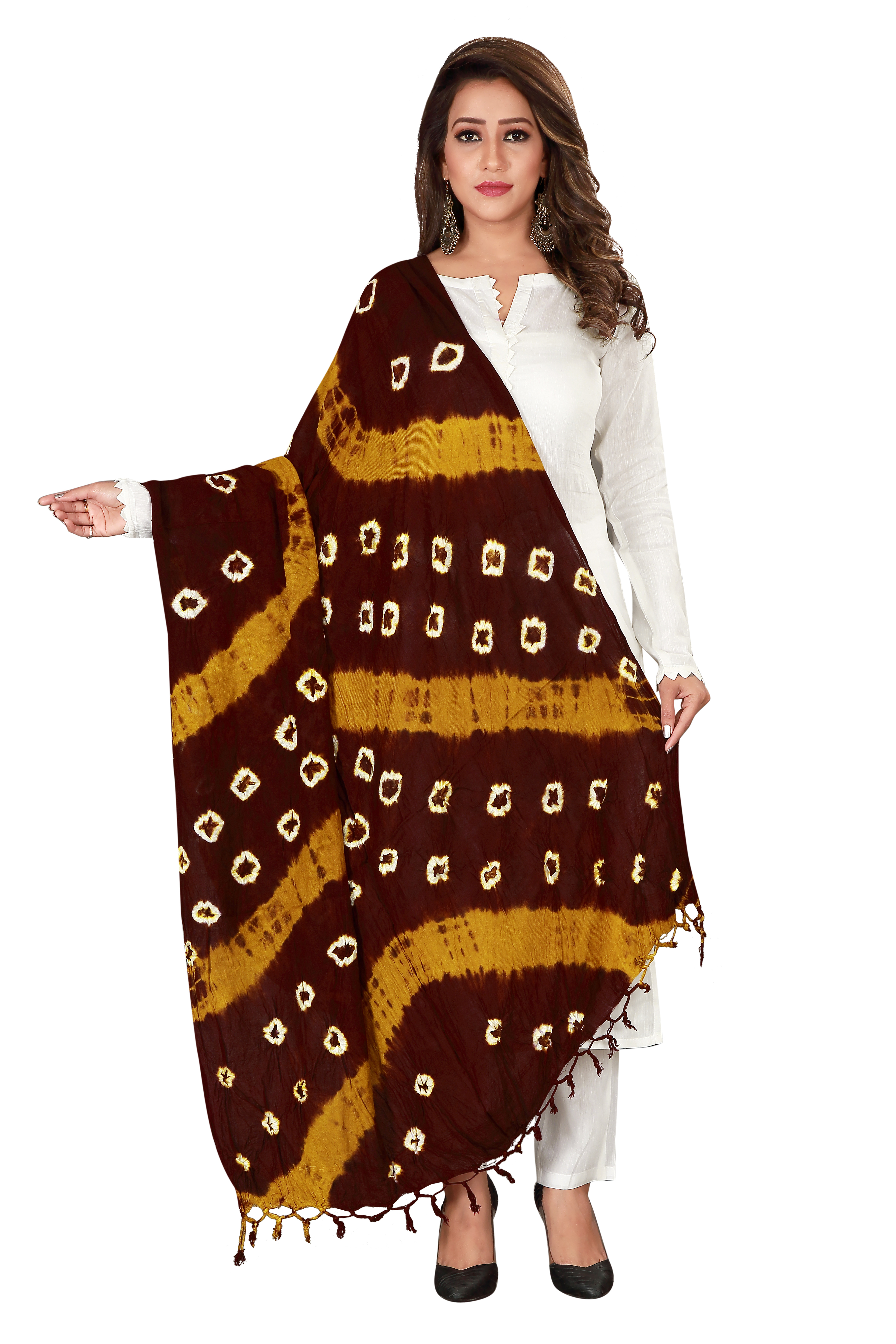 Shop Maroon Cotton Mehndi Designer Dupatta Online : 107848