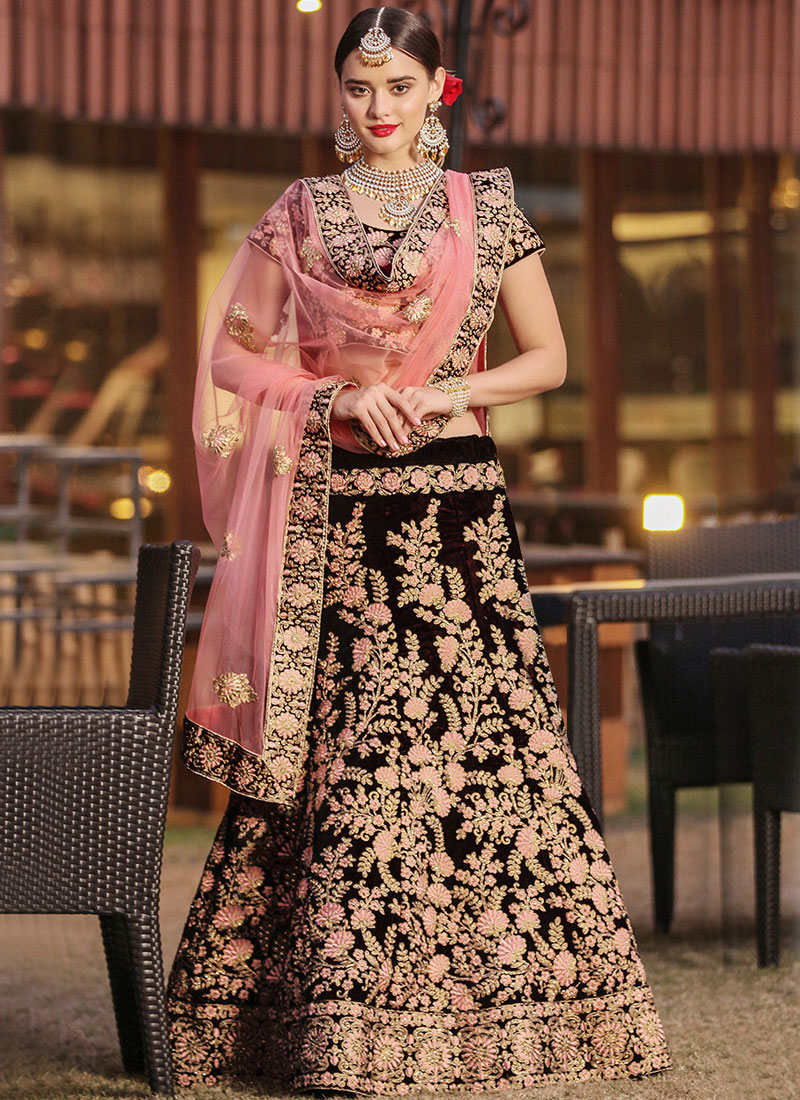 Coral Pink Indian Wedding Outfit: Women's Mirrorwork Lehenga Choli – B Anu  Designs