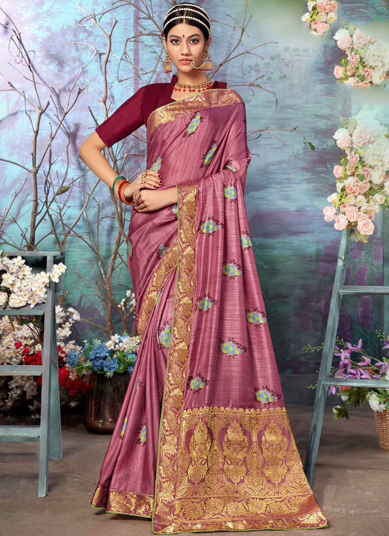 Shop Mauve Art Silk Designer Traditional Saree Online : 127762