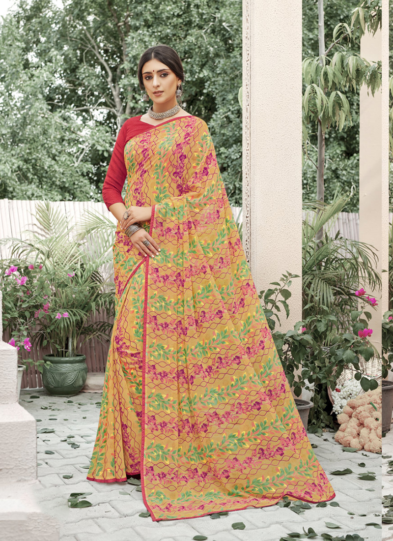 Shop Multi Colour Georgette Casual Saree Online 129859