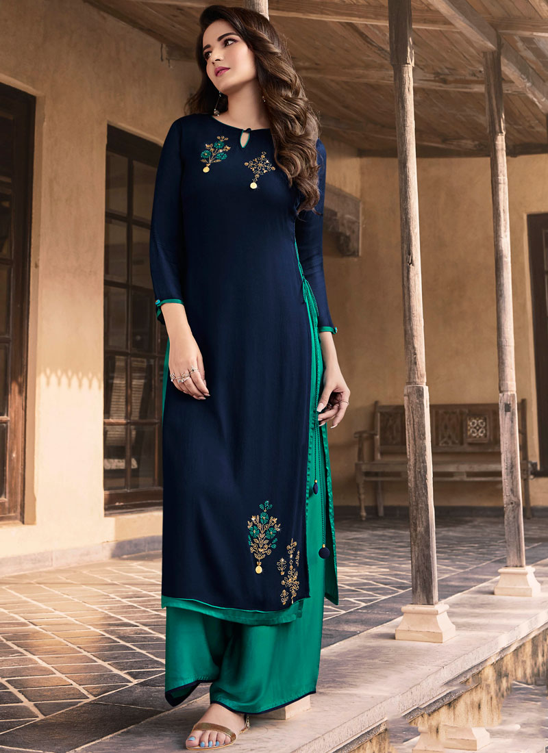 Navy blue party wear kurti Clearance