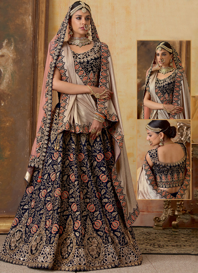 Dark Blue Lehenga for Reception - Designer Collection with Prices