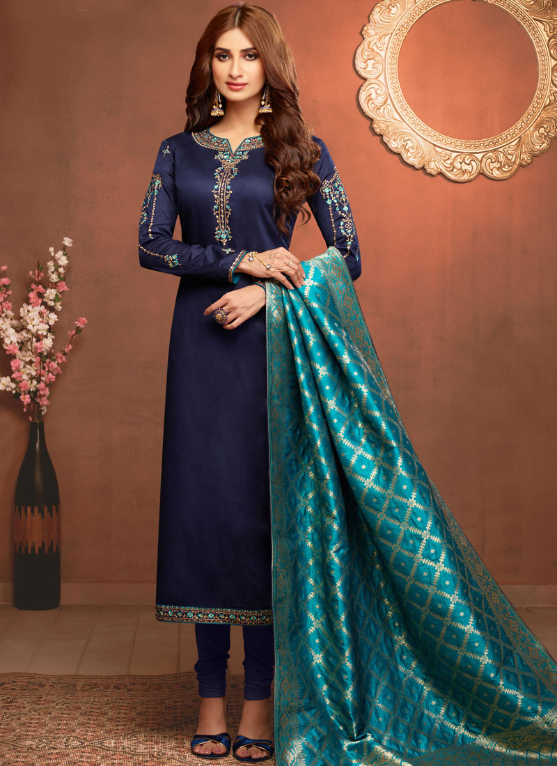  Indian Style Cotton Silk Churidar Salwar Suit with
