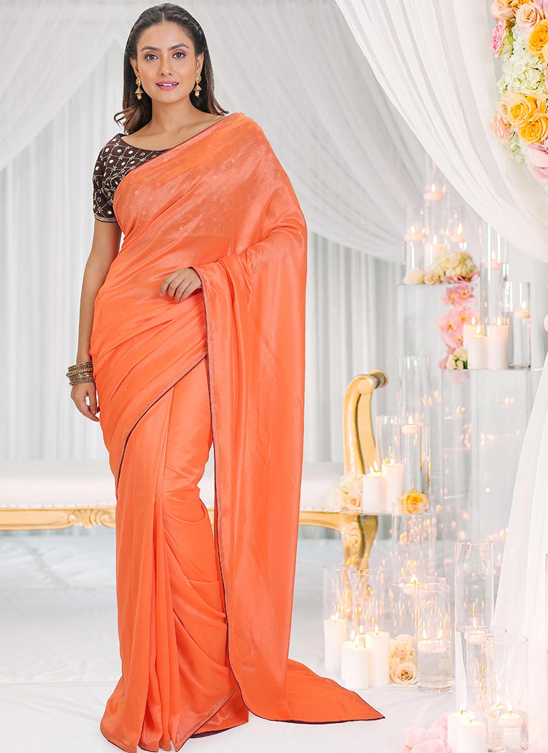 Buy Peach Silk Silk Saree 119179 Wedding Sarees 6968