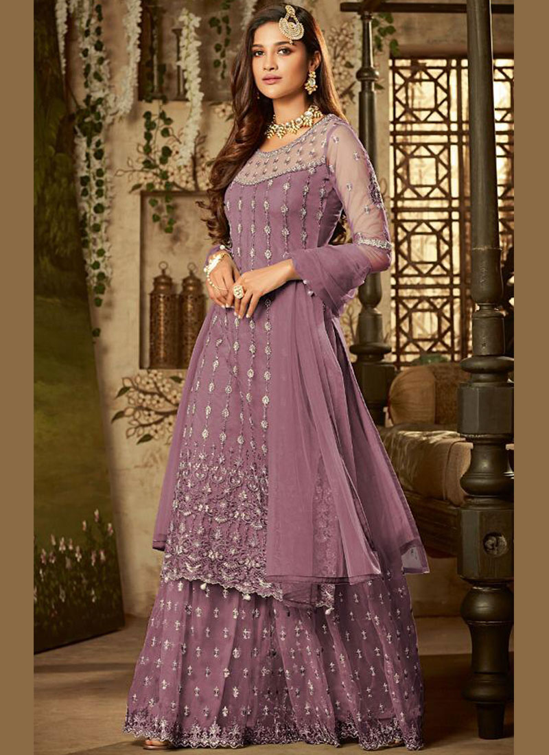 Buy Purple Paisley Print Suit Set Online - Aarke India Store View