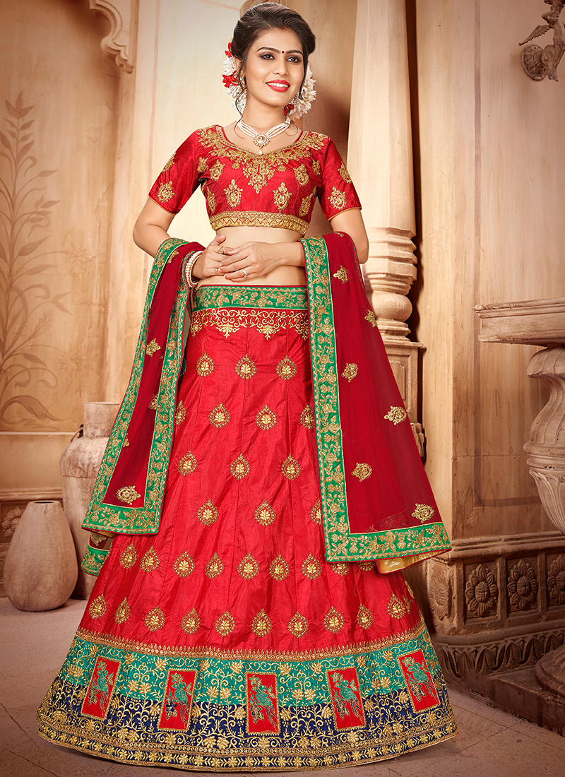red lehenga choli