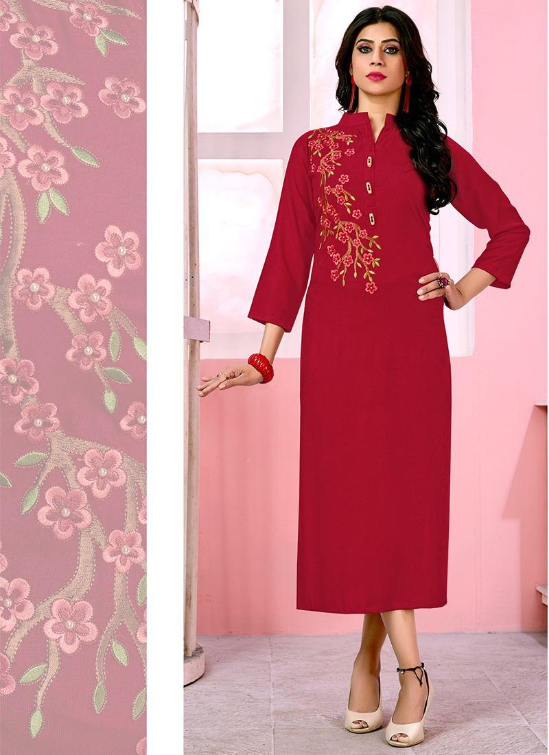 red color designer kurti